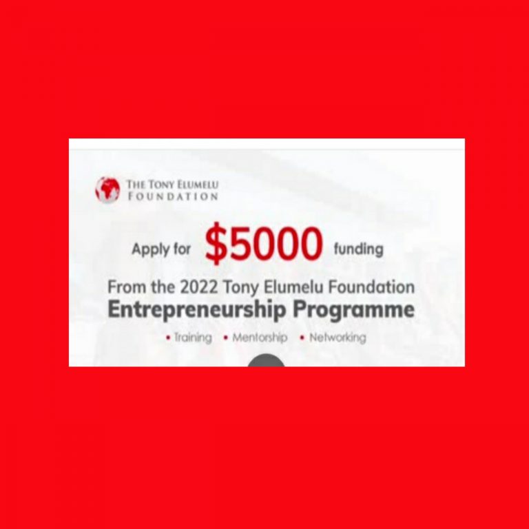 2022 Tony Elumelu Foundation Entrepreneurship Programme for all Africans($5000) Apply