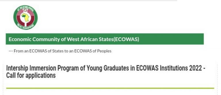 ECOWAS Internship for Graduates in West Africa Countries 2022