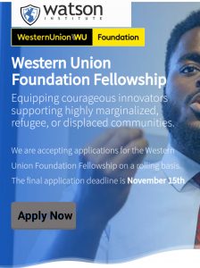 20221008 202121 - Watson Western Union Foundation Fellowship for Young Entrepreneurs and Community Leaders in 2023