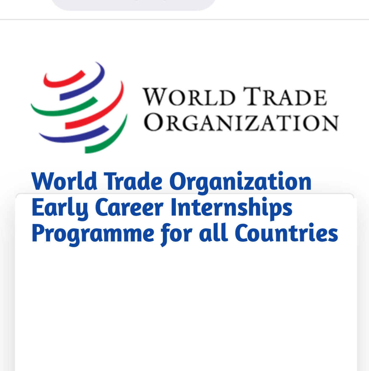 20221122 131123 - World Trade Organization Early Career Internships Programme for all Countries