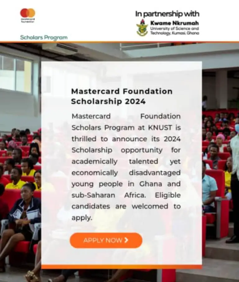 Fully Funded MasterCard Foundation Scholarships at Kwame Nkrumah University Of Science & Technology 2024/2025