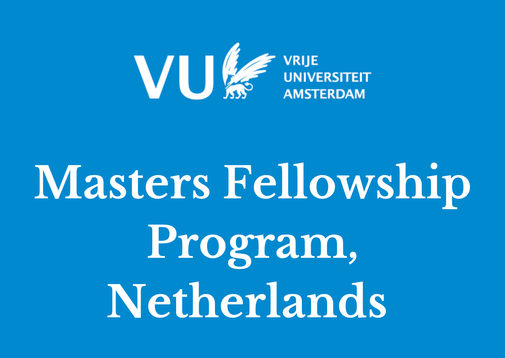 VU Masters Fellowship Programme VUFP 2025 2026 For International 