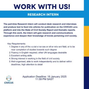 CIVICUS Remote Internships opportunities