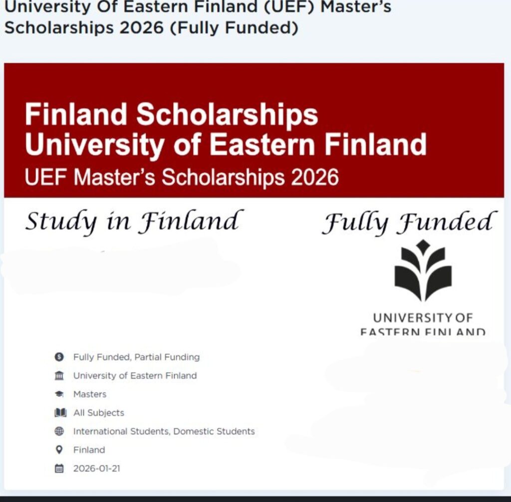 Screenshot 20251110 195302 LinkedIn 1 - Scholarship to Study in Finland for Master’s amd Bachelor’s degree UEF 2026