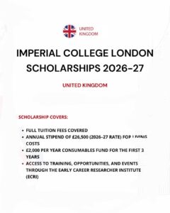 FB IMG 1764881975318 - Full Funded Scholarship opportunities at the Imperial College London.