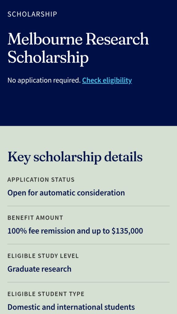 Screenshot 20251204 082510 Facebook - Melbourne Research Scholarship for domestic and international students 