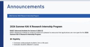 Screenshot 20260119 112932 Facebook - Application for KAIST Internship Program is open for students and postgraduate 