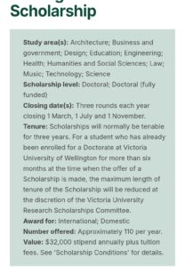 Screenshot 20260121 160934 Facebook - Victoria University of Wellington Fully Funded Scholarships Plus Stipends. 